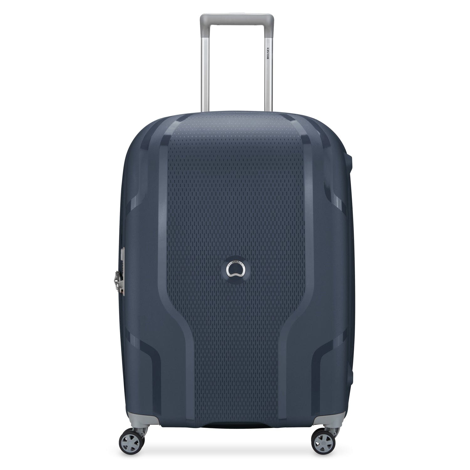 Delsey Clavel 55+70+83cm Hardcase 4 Double Wheel 3 Piece Luggage Trolley Set Blue Jean