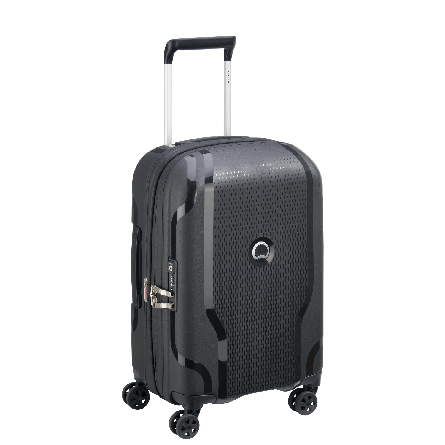 Delsey Clavel 55+70+83cm Hardcase 4 Double Wheel 3 Piece Luggage Trolley Set Black