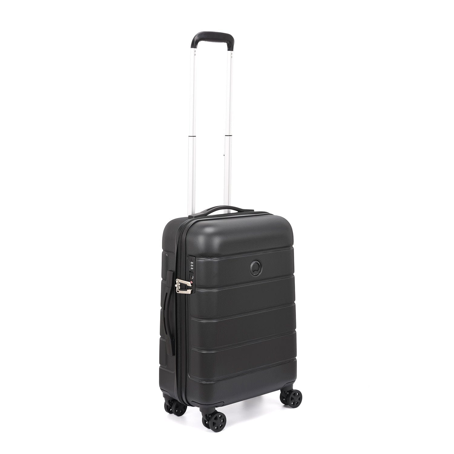 Delsey Lagos 3Piece SET 55+66+76cm Hardcase 4 Double Wheel Cabin & Check-In Luggage Trolley Black + FREE Delsey Agreable Backpack