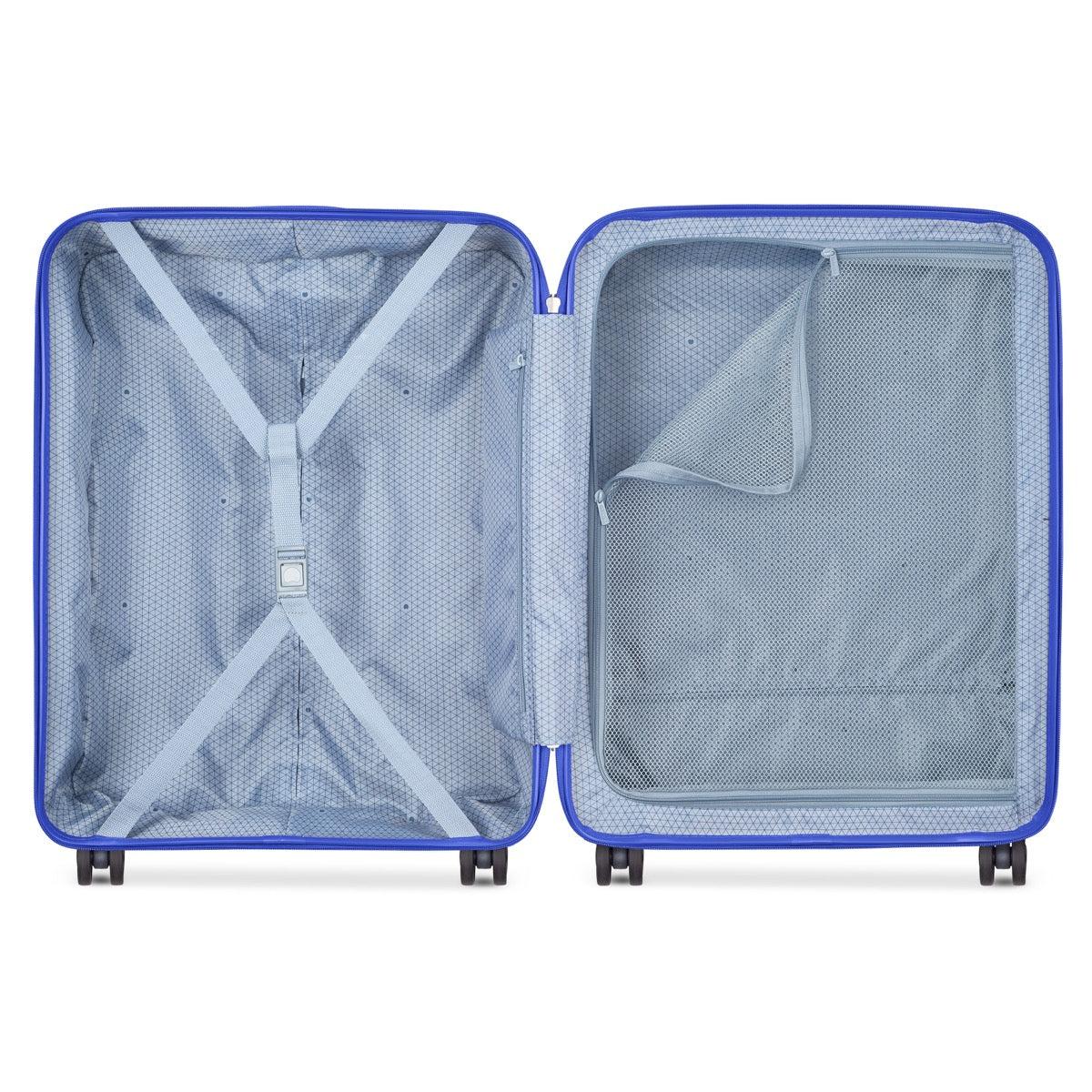 Delsey Lagos 2Piece SET 55+76cm Hardcase 4 Double Wheel Cabin & Check-In Luggage Trolley Deep Blue