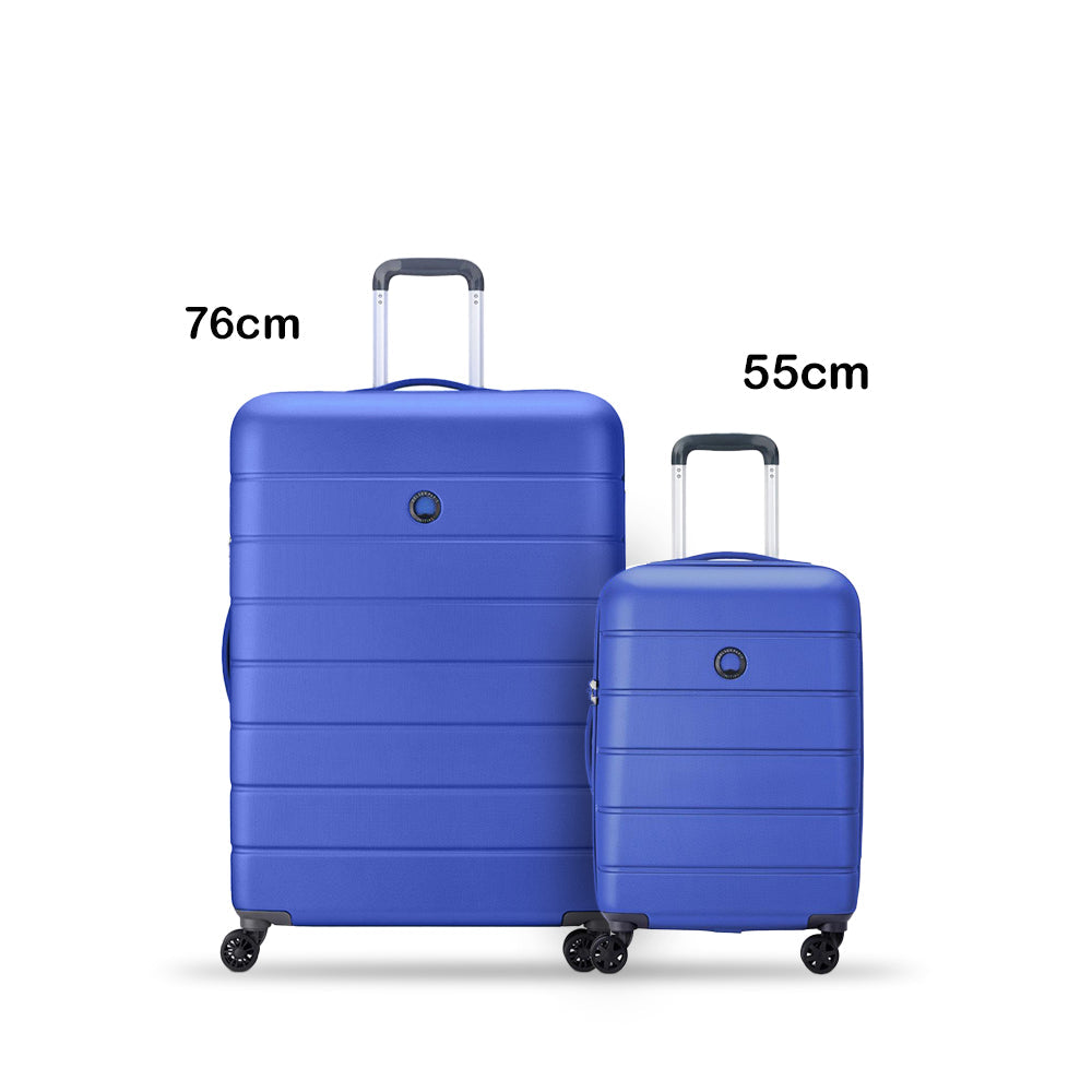 Delsey Paris Lagos 2Piece Set 55+76Cm Hardcase 4 Double Wheel Cabin & Check-In Luggage Trolley Deep Blue + Free  Agreable Backpack