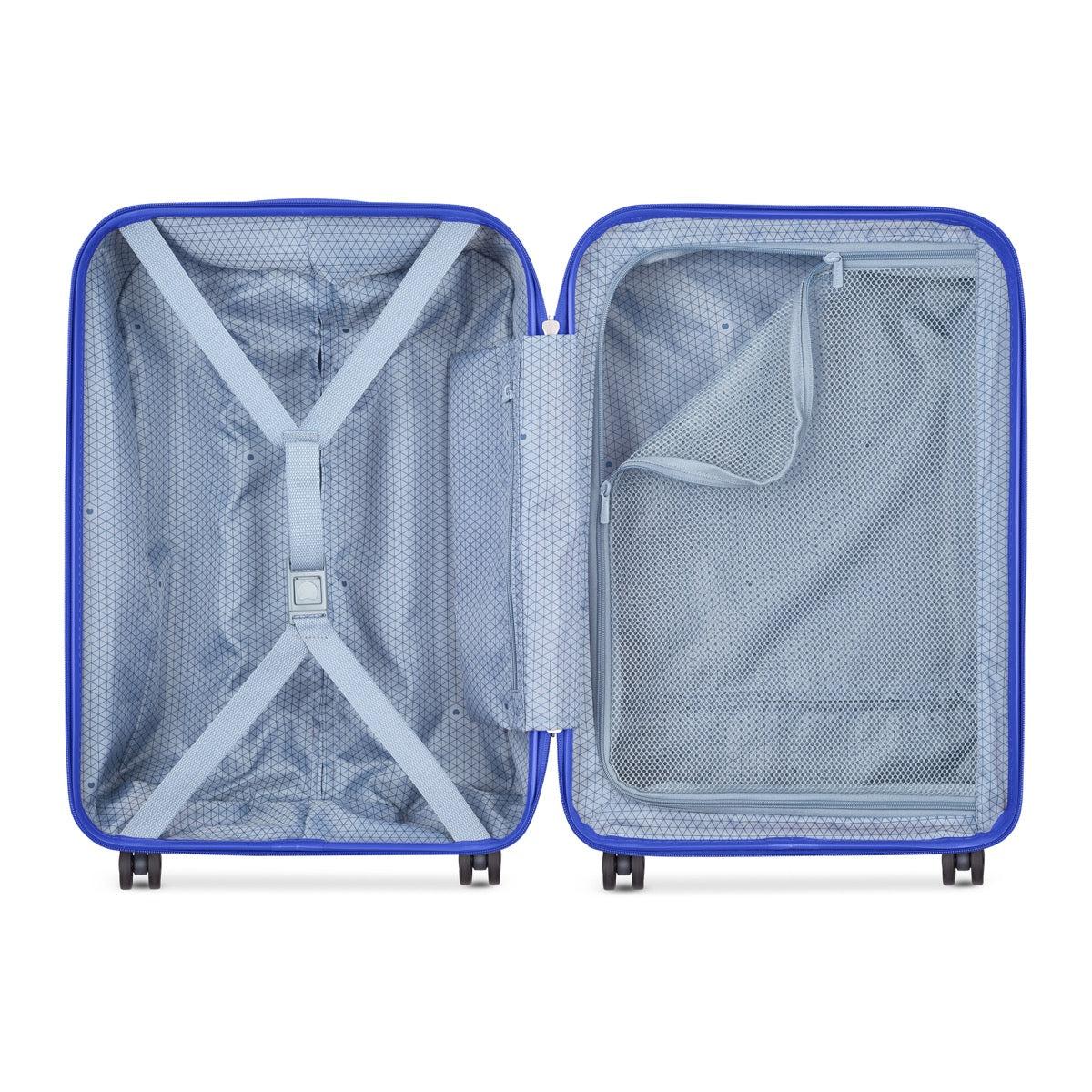 Delsey Lagos 2Piece SET 55+76cm Hardcase 4 Double Wheel Cabin & Check-In Luggage Trolley Deep Blue