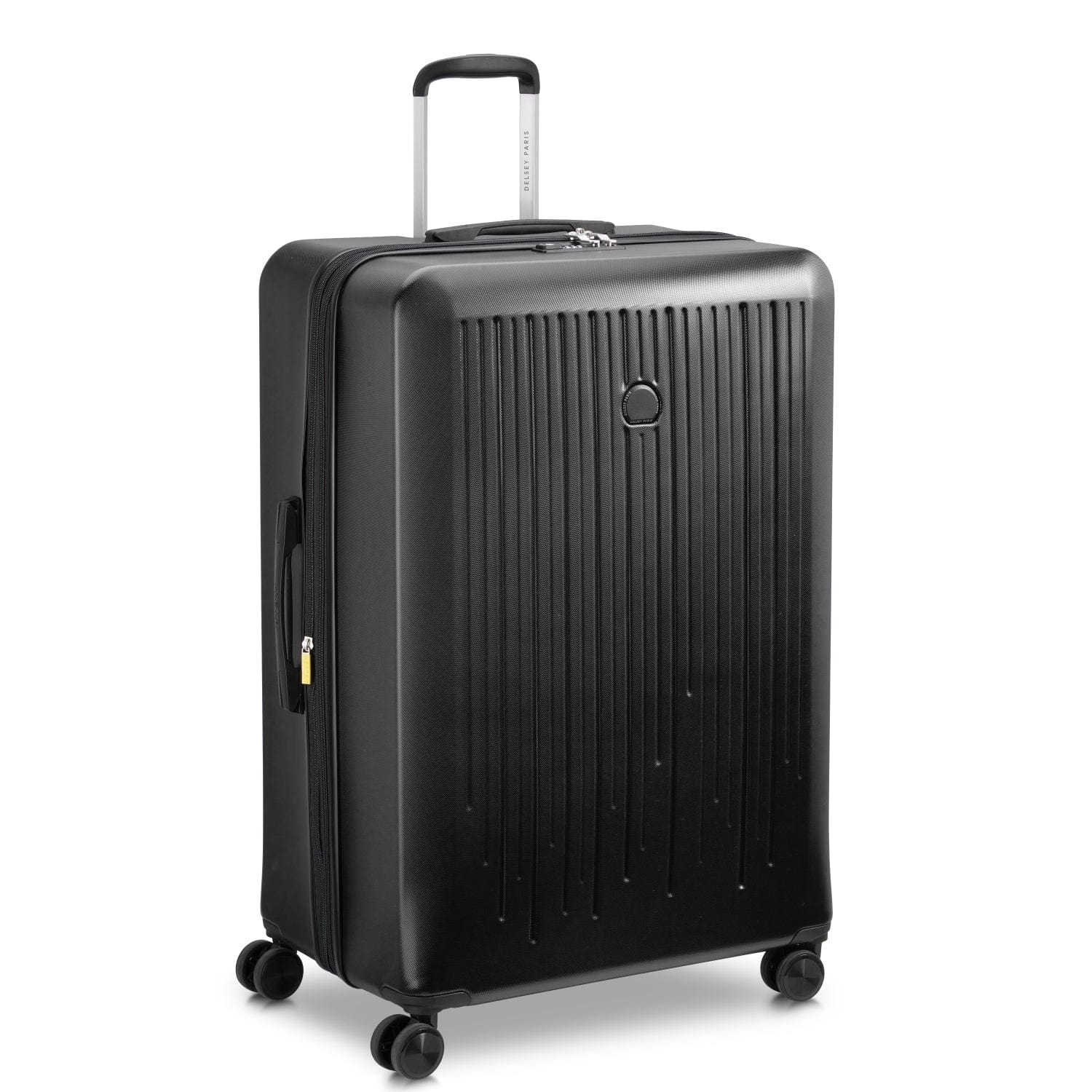 Delsey Christine 55+82cm Hardcase 4 Double Wheel Expandable Cabin & Check-In Luggage Trolley Set Klein Black + FREE Delsey Agreable Backpack