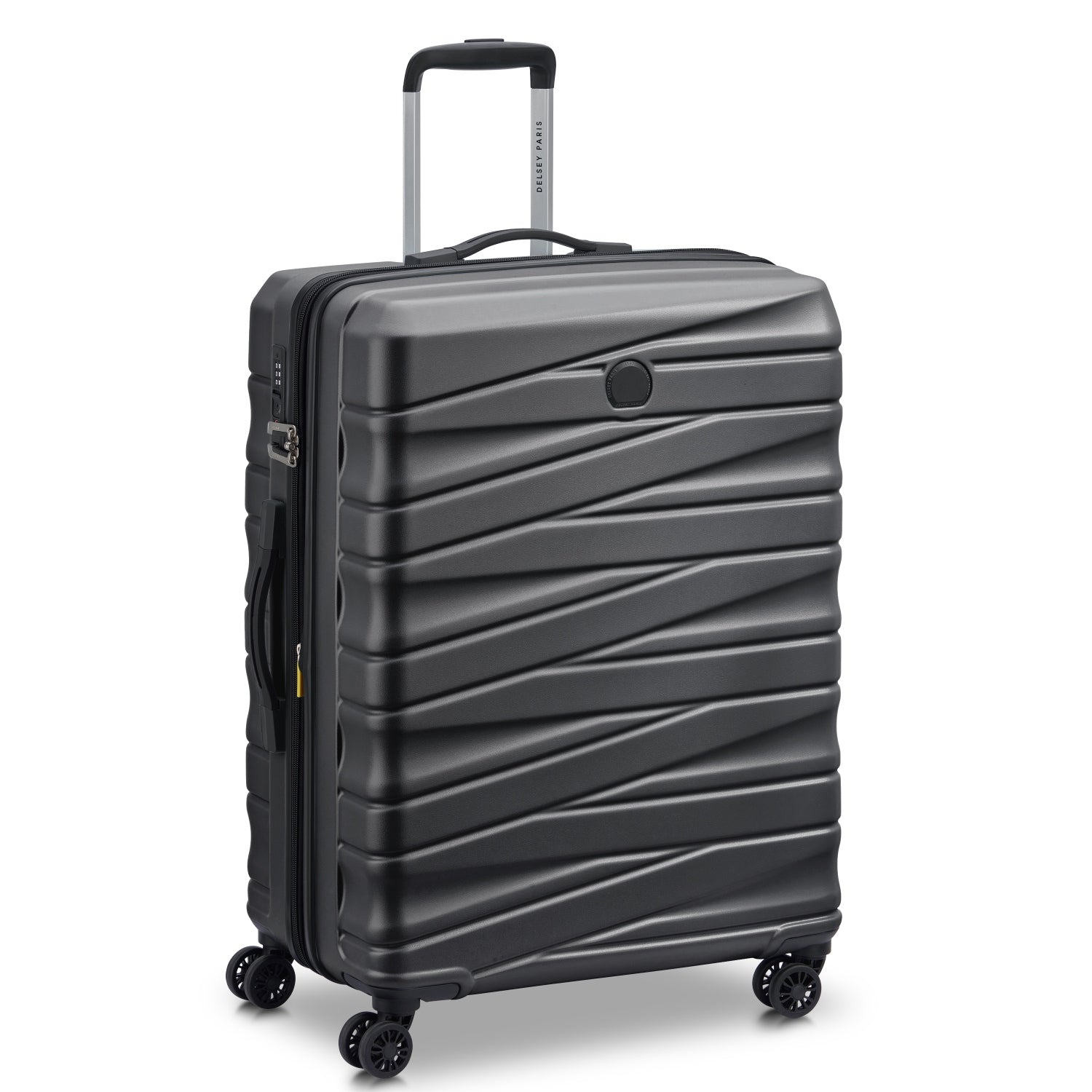 Delsey Tiphanie 3Piece SET 55+70+82cm Hardcase 4 Double Wheel Expandable Cabin & Check-In Luggage Trolley Set Graphite