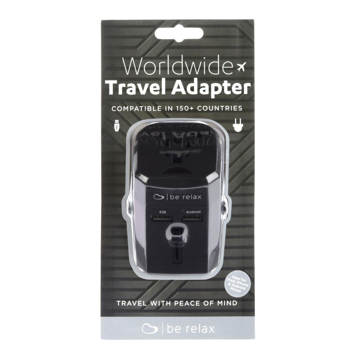 Be Relax Worldwide Travel Adapter - Black 