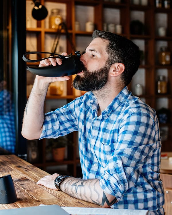 Goat Story Mug Black Real Leather 350Ml