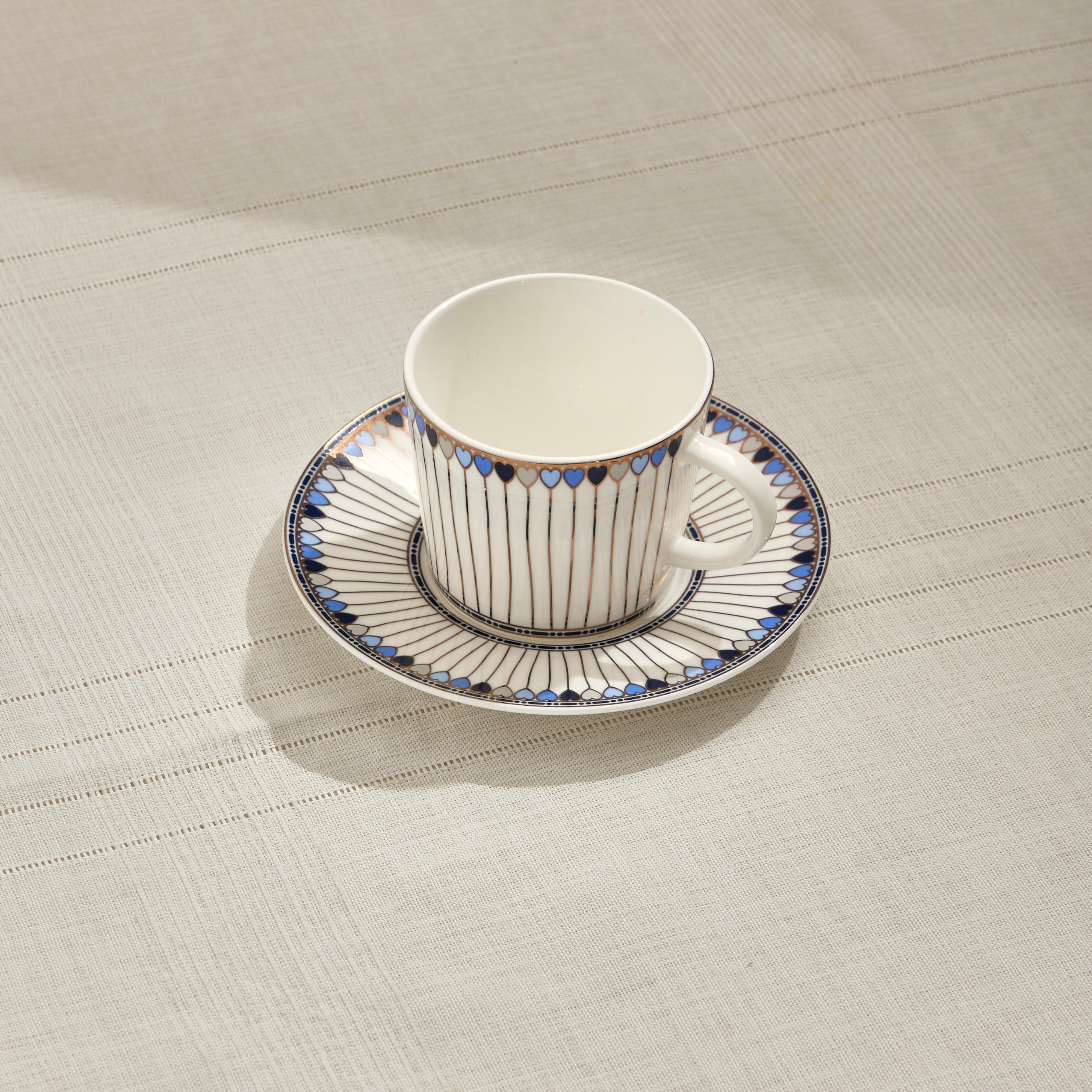 Pasabahce Hearts Porcelain Tea Cup Blue