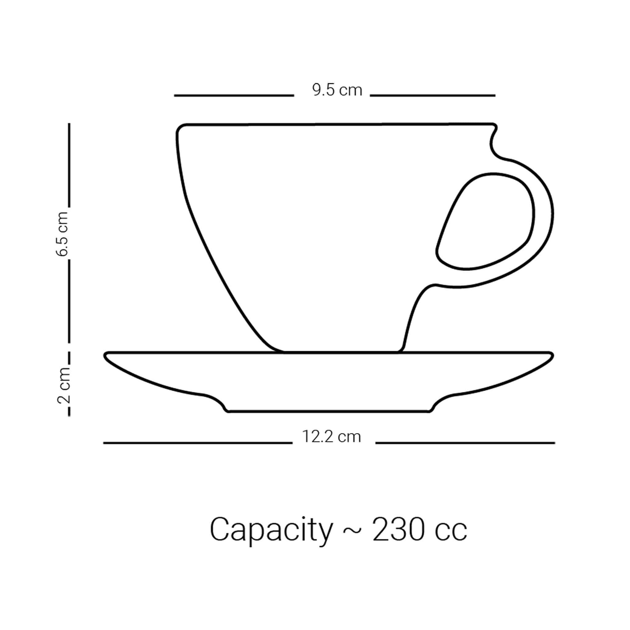Dimlaj Melange Set of 6 Pcs Tea Cups and Saucers (Platinum & Blue)