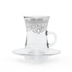 Dimlaj Trina Istikanas & Saucers 6Pc Platinum