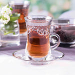Dimlaj Trina Istikanas & Saucers 6Pc Platinum