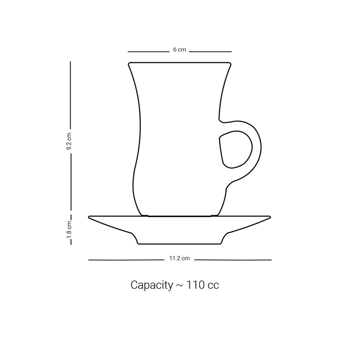 Dimlaj Trina Istikanas & Saucers 6Pc Platinum