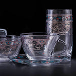 Dimlaj Suroor Tea Cups & Saucers 6Pc Platinum