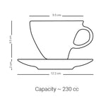 Dimlaj Suroor Tea Cups & Saucers 6Pc Platinum