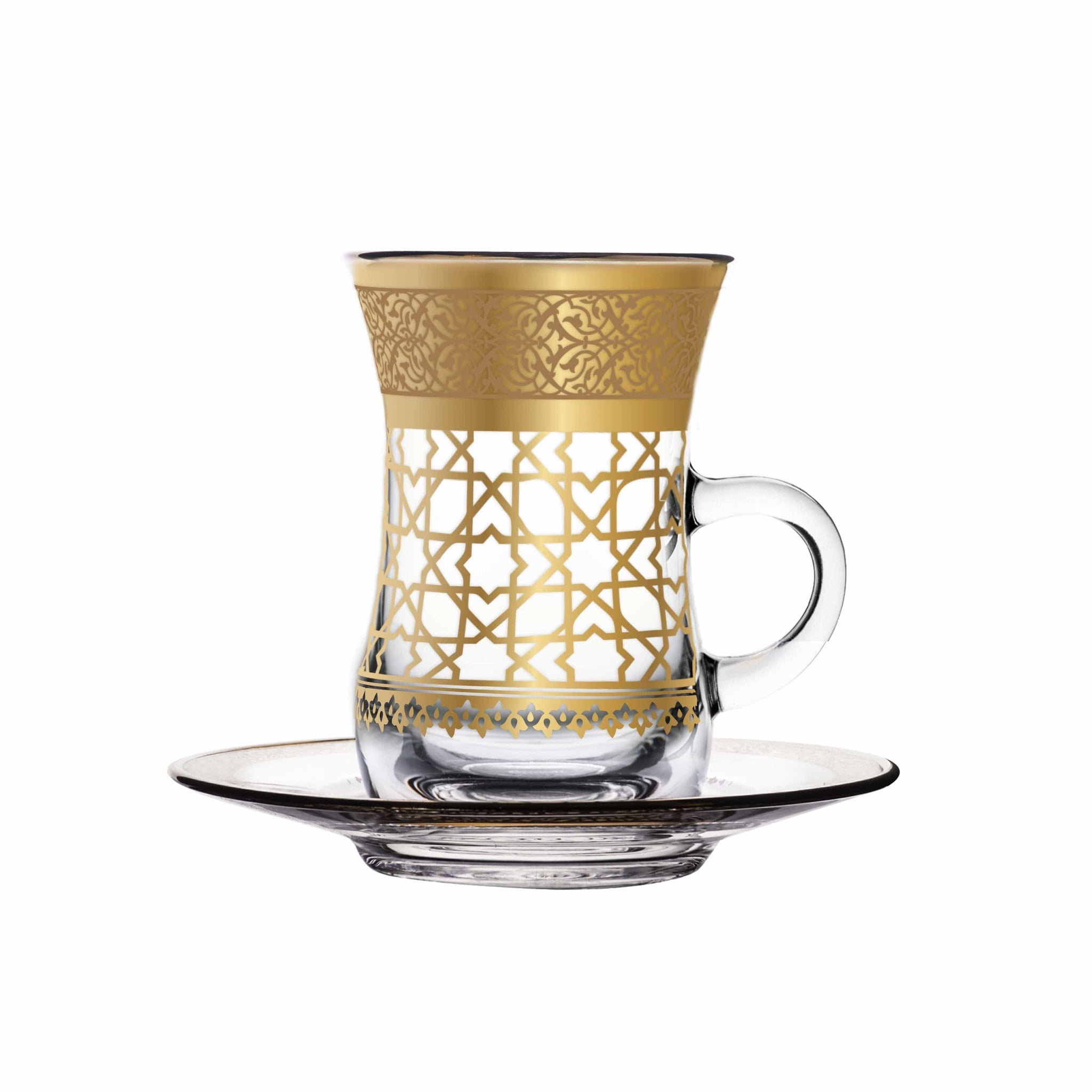 Dimlaj Cordoba Tea Istikanas & Saucers 6Pc Gold