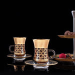 Dimlaj Cordoba Tea Istikanas & Saucers 6Pc Gold