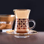 Dimlaj Cordoba Tea Istikanas & Saucers 6Pc Gold