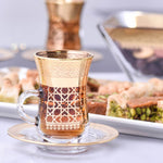 Dimlaj Cordoba Tea Istikanas & Saucers 6Pc Gold