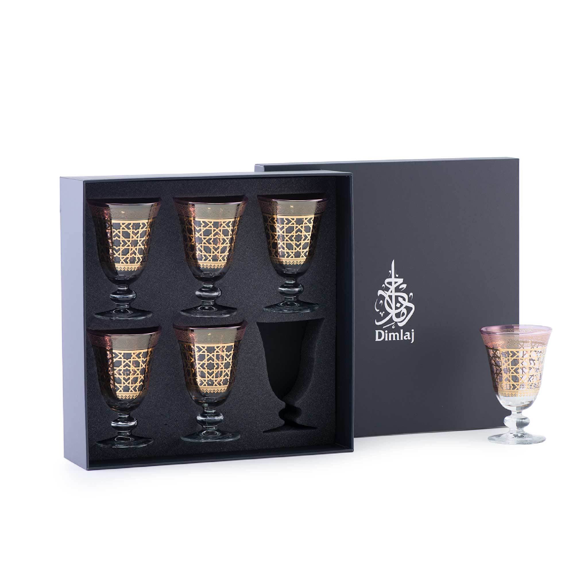 Dimlaj Cordoba Goblet Stems 6Pc Gold & Pink