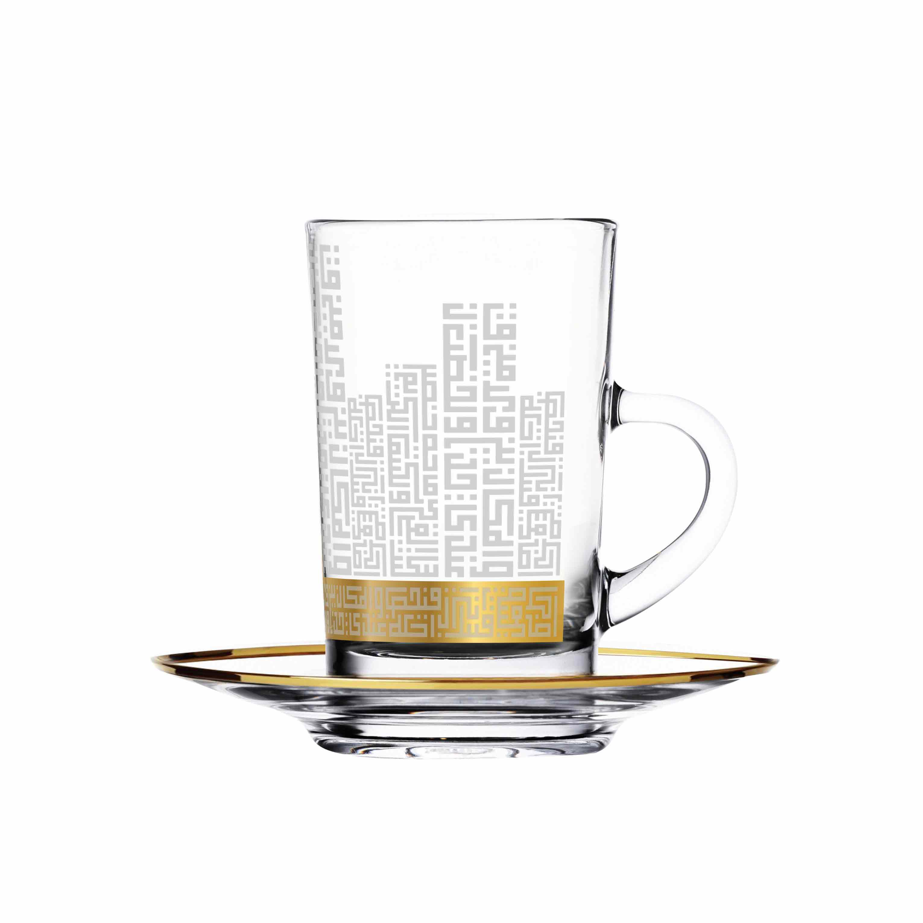 Dimlaj Abraj Set of 6 Pcs Tea Cups and Saucers (Gold)
