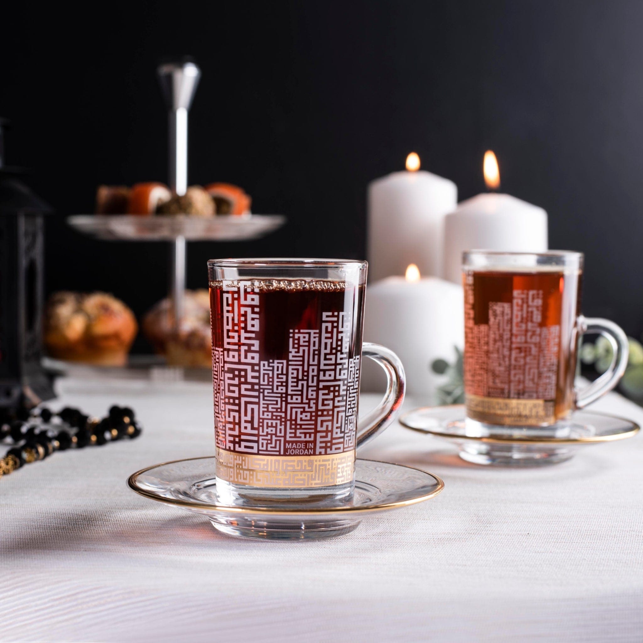 Dimlaj Abraj Tea Cups & Saucers 6Pc Gold