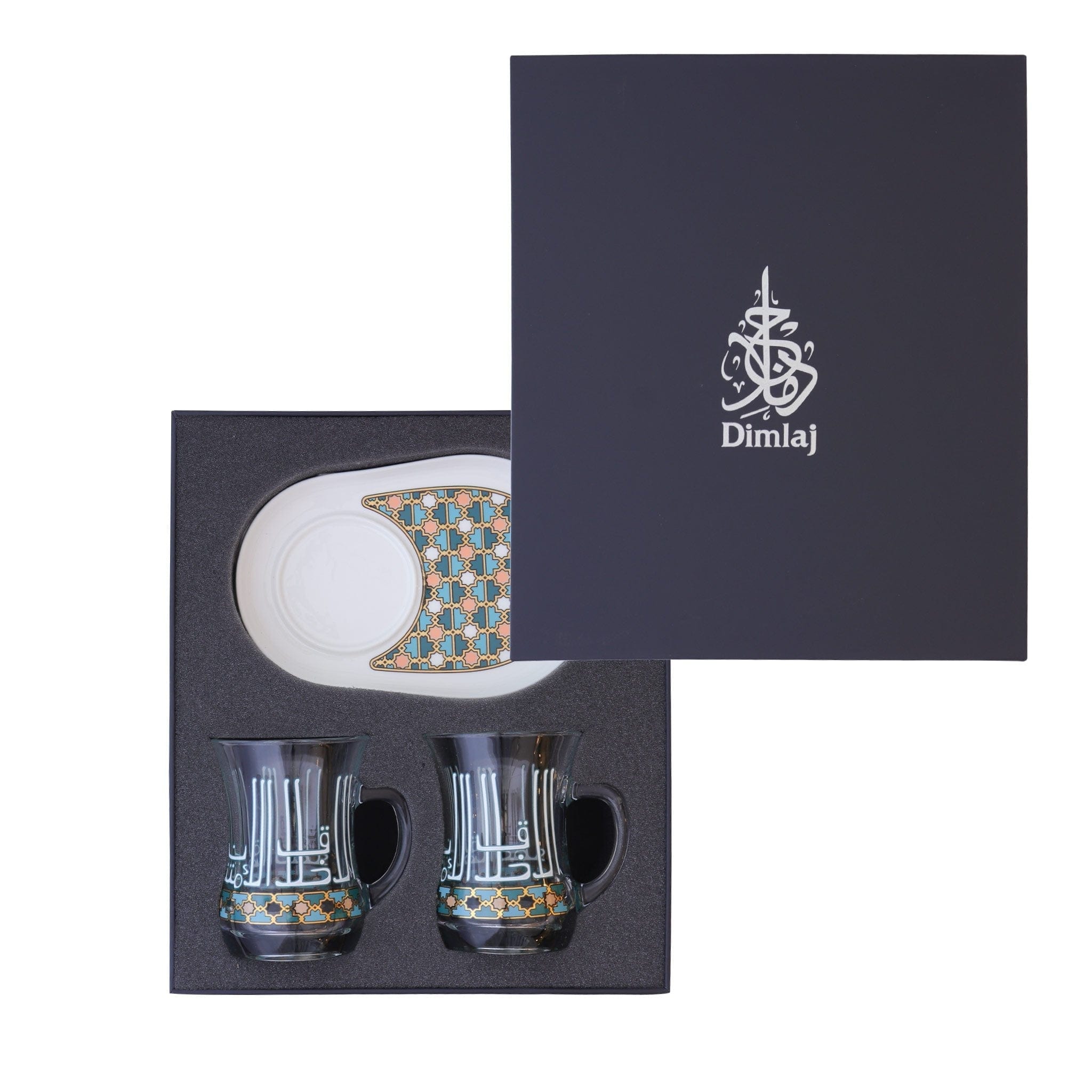 Dimlaj Asala Set of 2 Pcs Mugs and Saucers (Gold & Green)