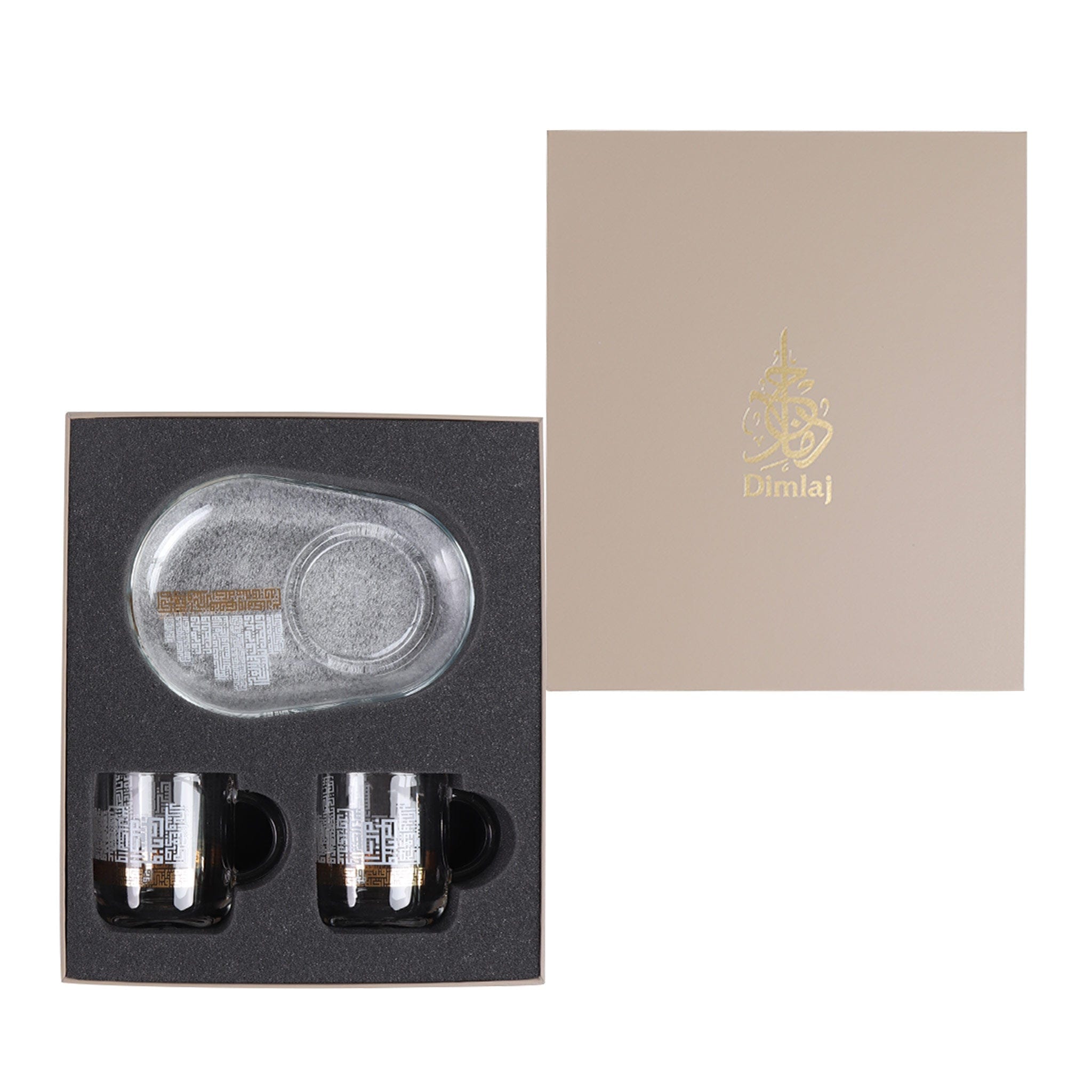 Dimlaj Abraj Set of 2 Pcs Mug and Saucer (Gold)