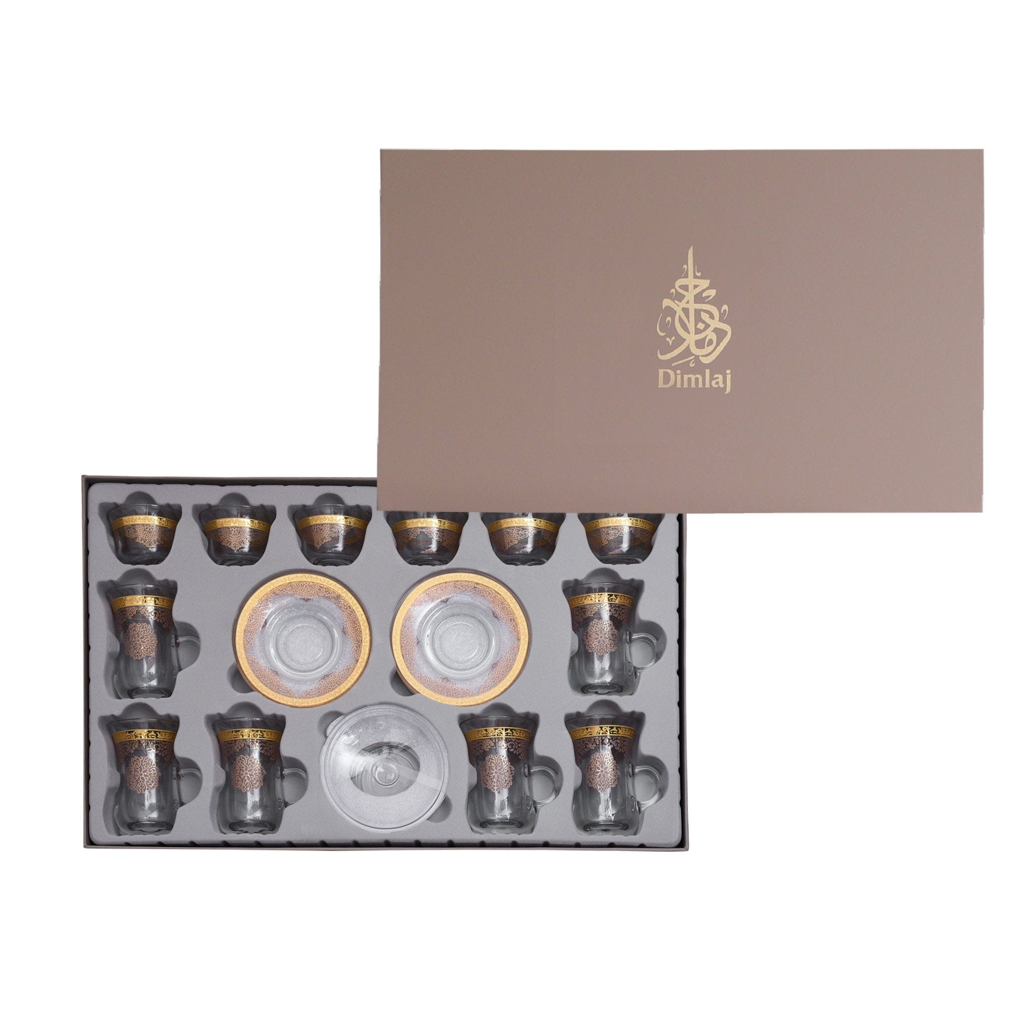 Dimlaj Selena Set of 20 Pcs Assorted Drinkware (Gold & Pink)