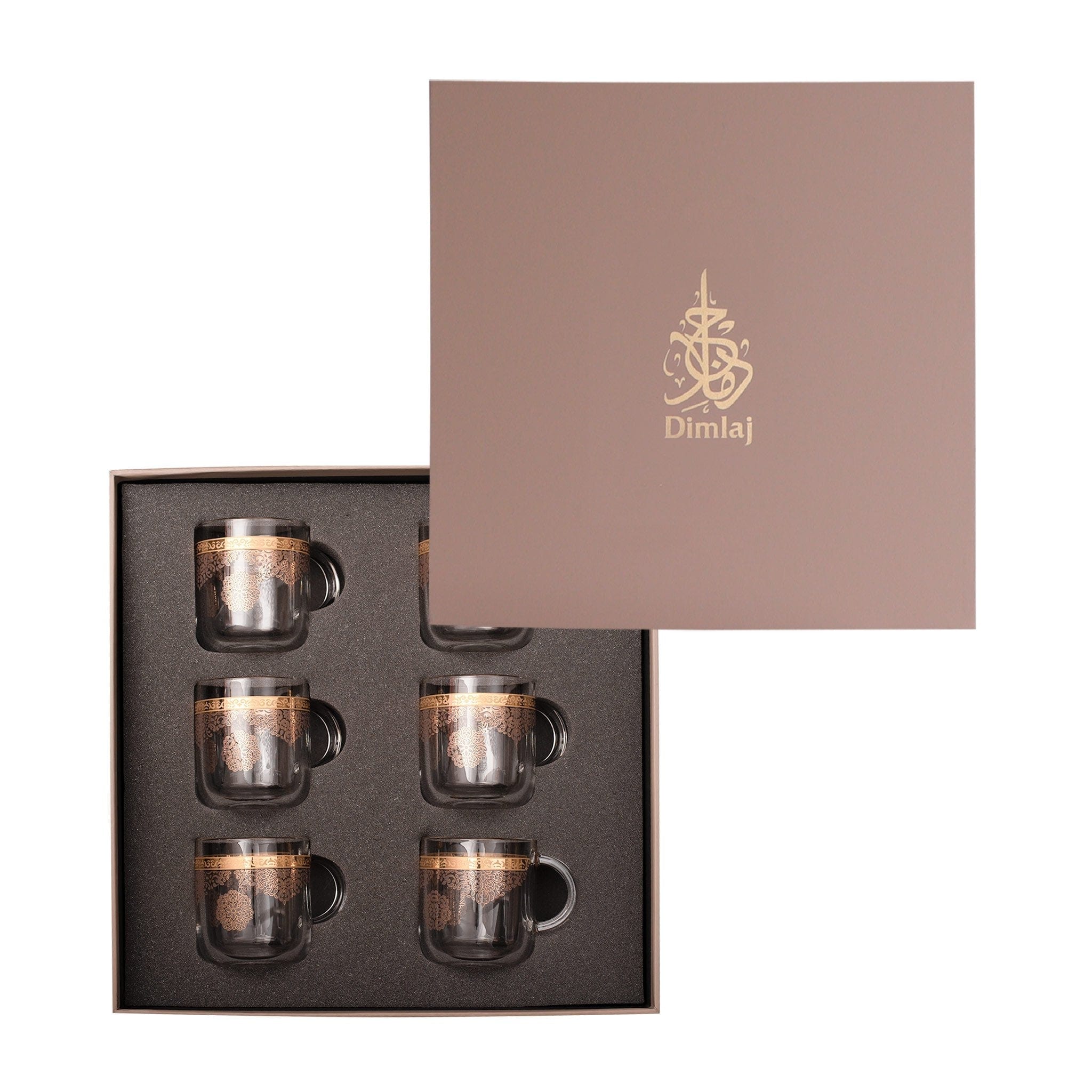 Dimlaj Selena Set of 6 Pcs Mugs (Gold & Pink)