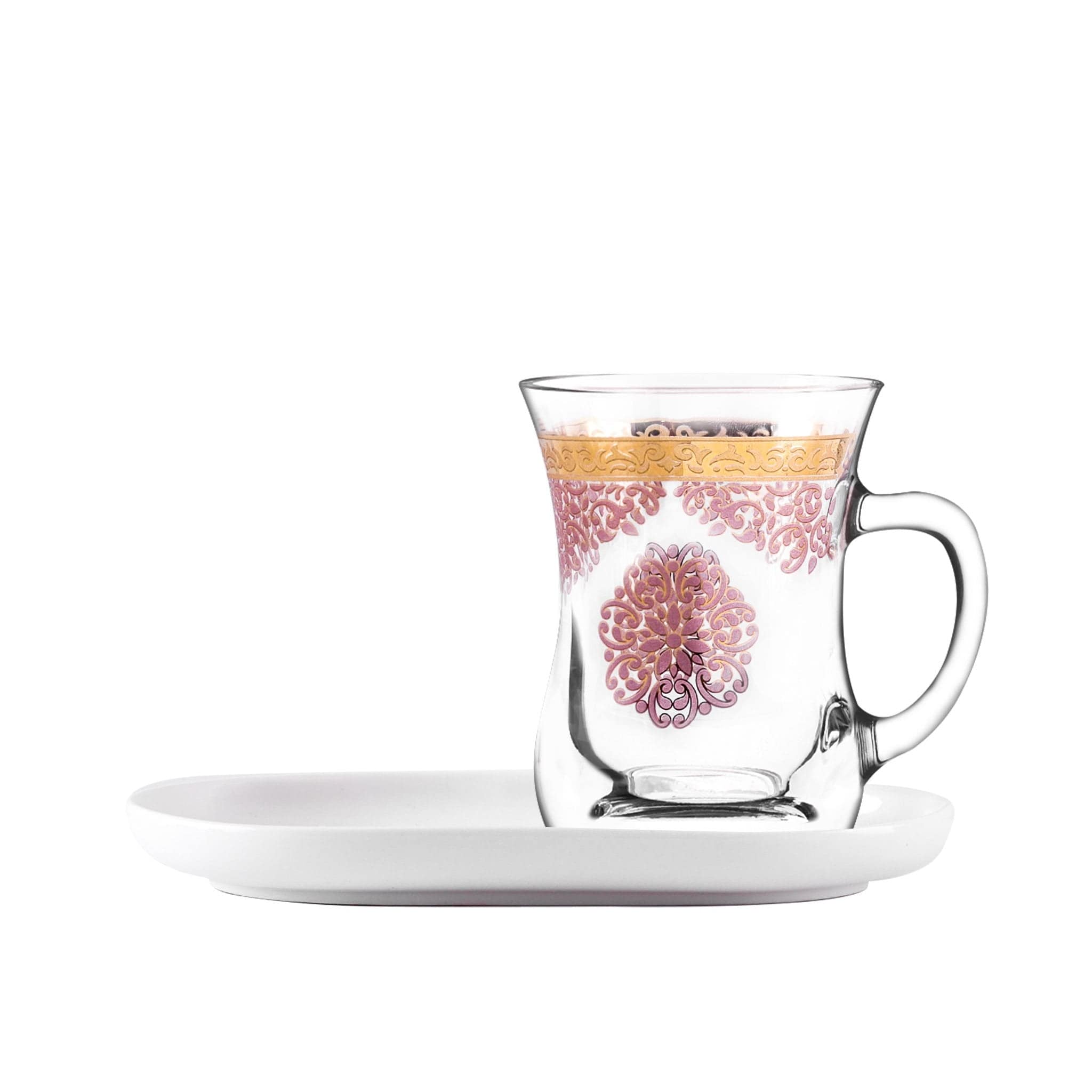 Dimlaj Selena Set of 2 Pcs Mugs and Saucers (Gold & Pink)