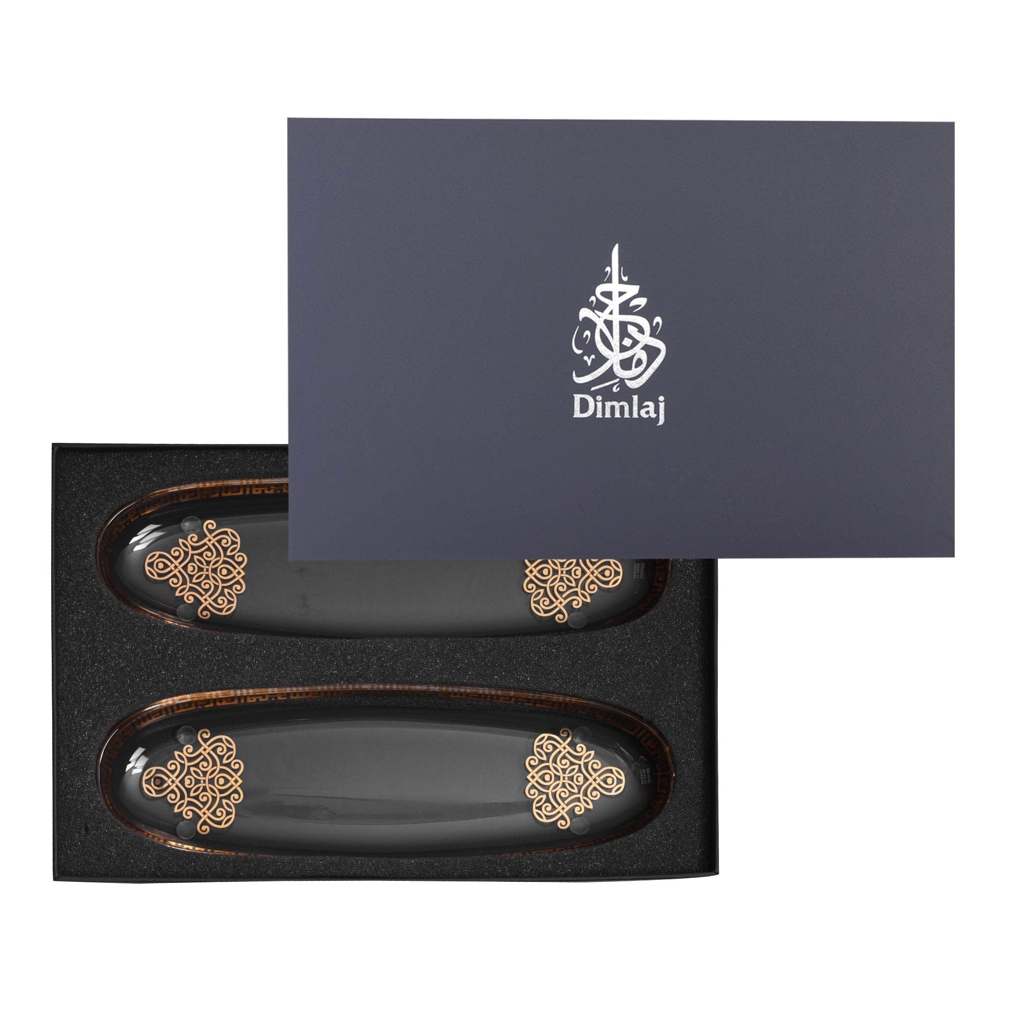 Dimlaj Shafa Oval Plates 2Pc Gold