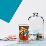 Dimlaj Wurood Tea Cups & Saucers 6Pc Gold & Green