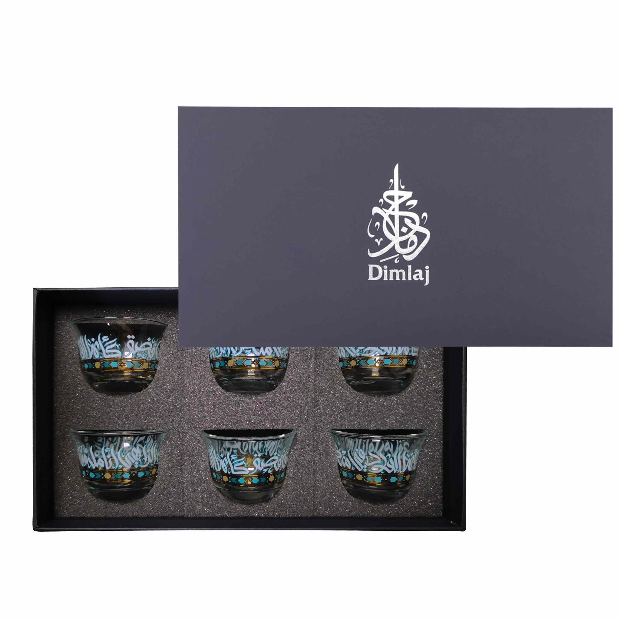 Dimlaj Wurood Cawa Cups 6Pc Gold & Green