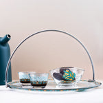 Dimlaj Wurood Serving Tray with Handle Gold & Green