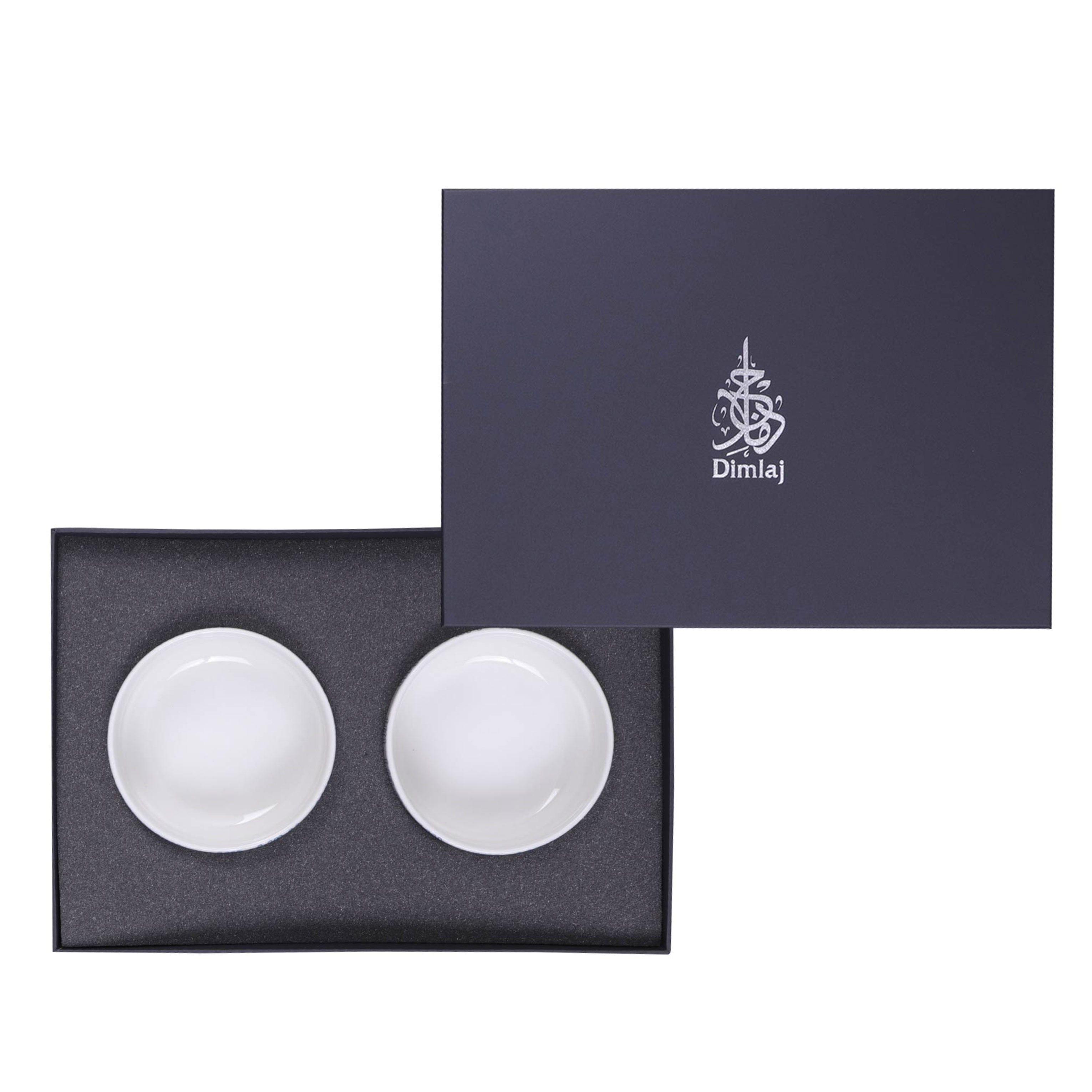 Dimlaj Wurood Bowl Set 2Pc Porcelain Gold & Green