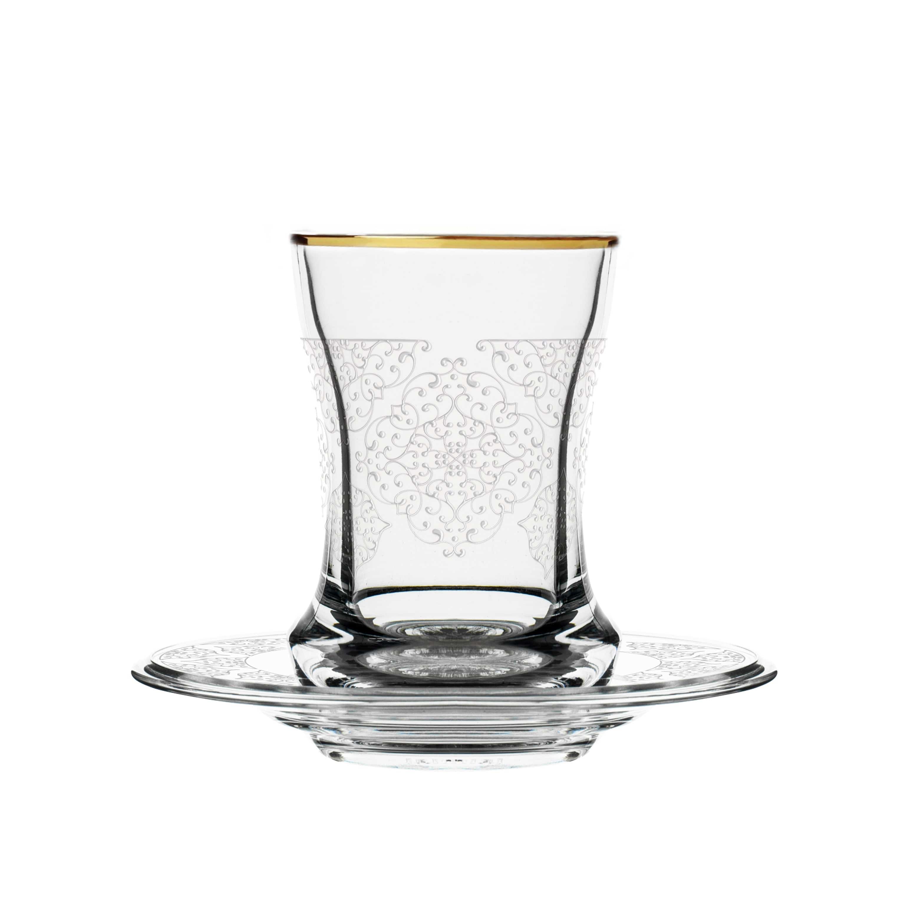 Dimlaj Perla Set of 6 Pcs Tea Cups and Saucers (Gold)
