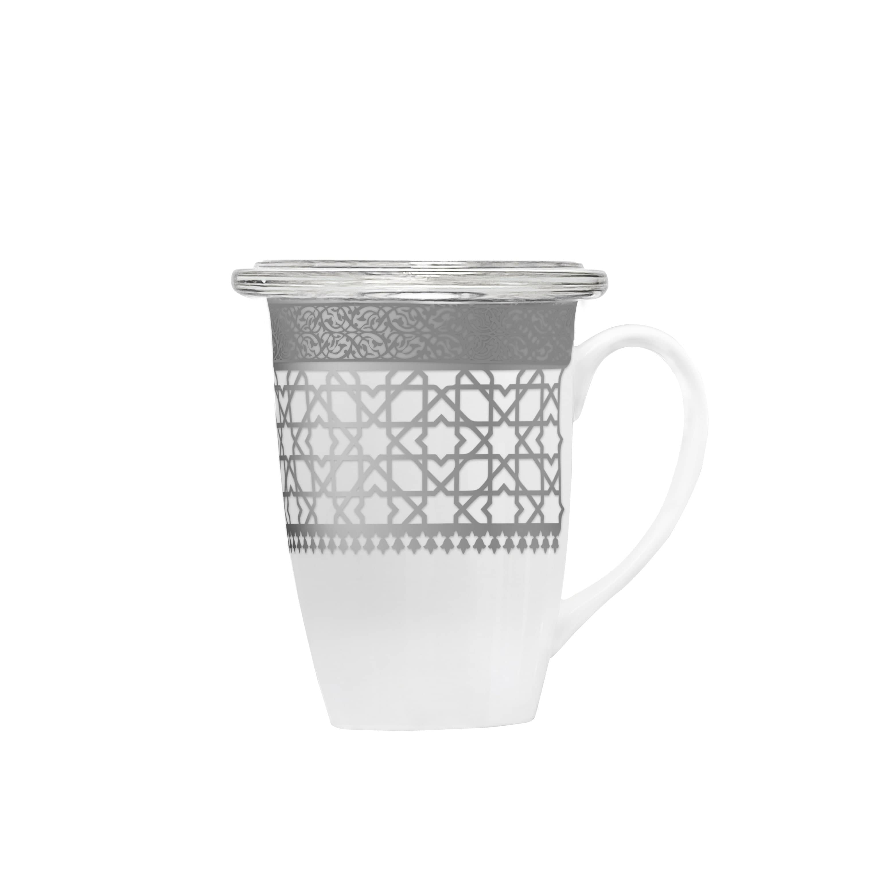 Dimlaj Cordoba Set of 4 Pcs Mugs & Covers (Platinum)