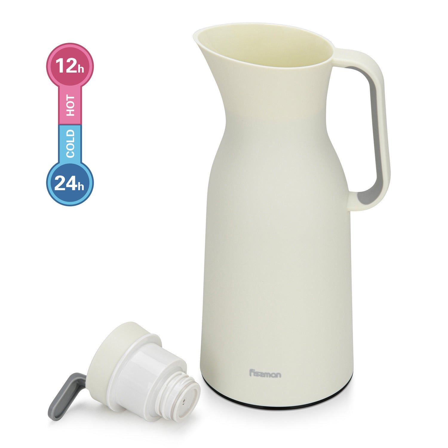 Fissman Vacuum Insulated Flask 1000 Ml White With Pink Glass Liner