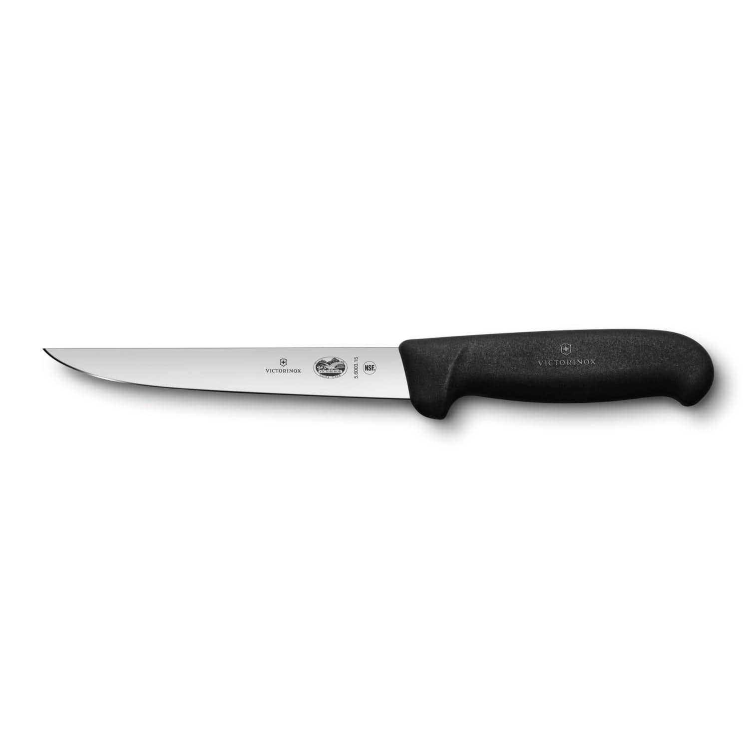 Victorinox Fibrox Straight Wide Blade Boning Knife Black 15cm- 5.6001.15