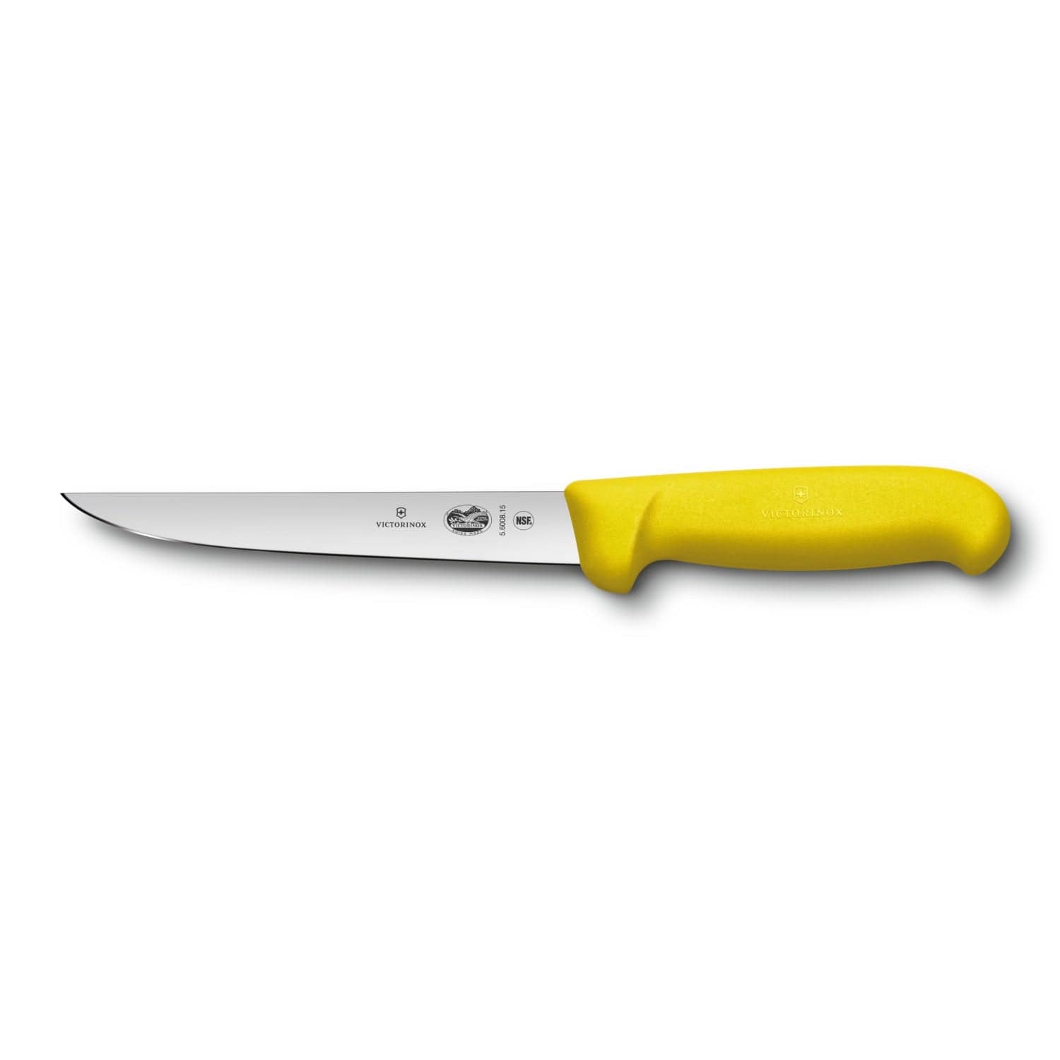 Victorinox Fibrox Straight Wide Blade Boning Knife Yellow 15cm- 5.6001.15