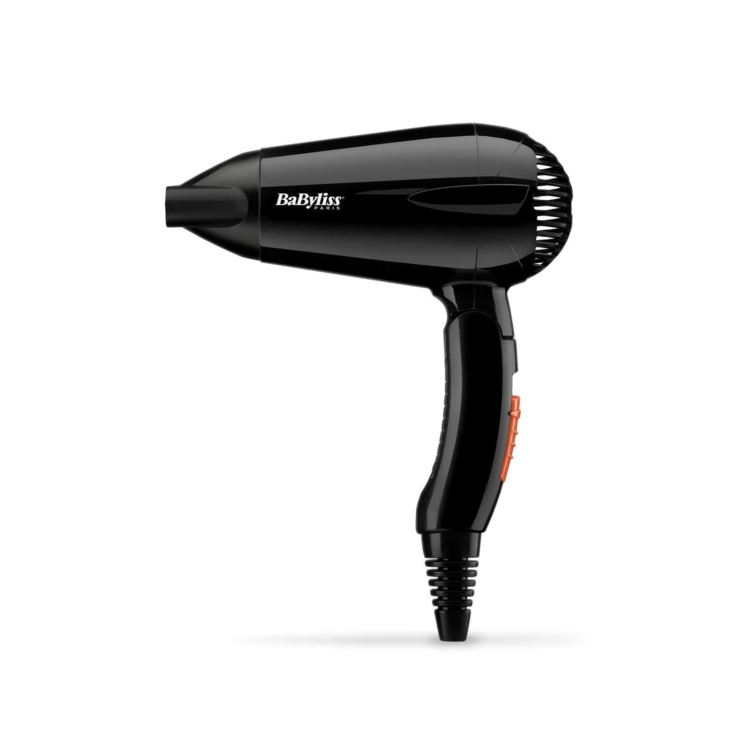 BABYLISS DC DRYER 2000W BLACK TRAVEL  DUAL VOLTAGE  FAST DRYING 2 HEAT/ SPEED SETTINGS  NOZZLE  FOLDING HANDLE  LIGHT - 5344SDE
