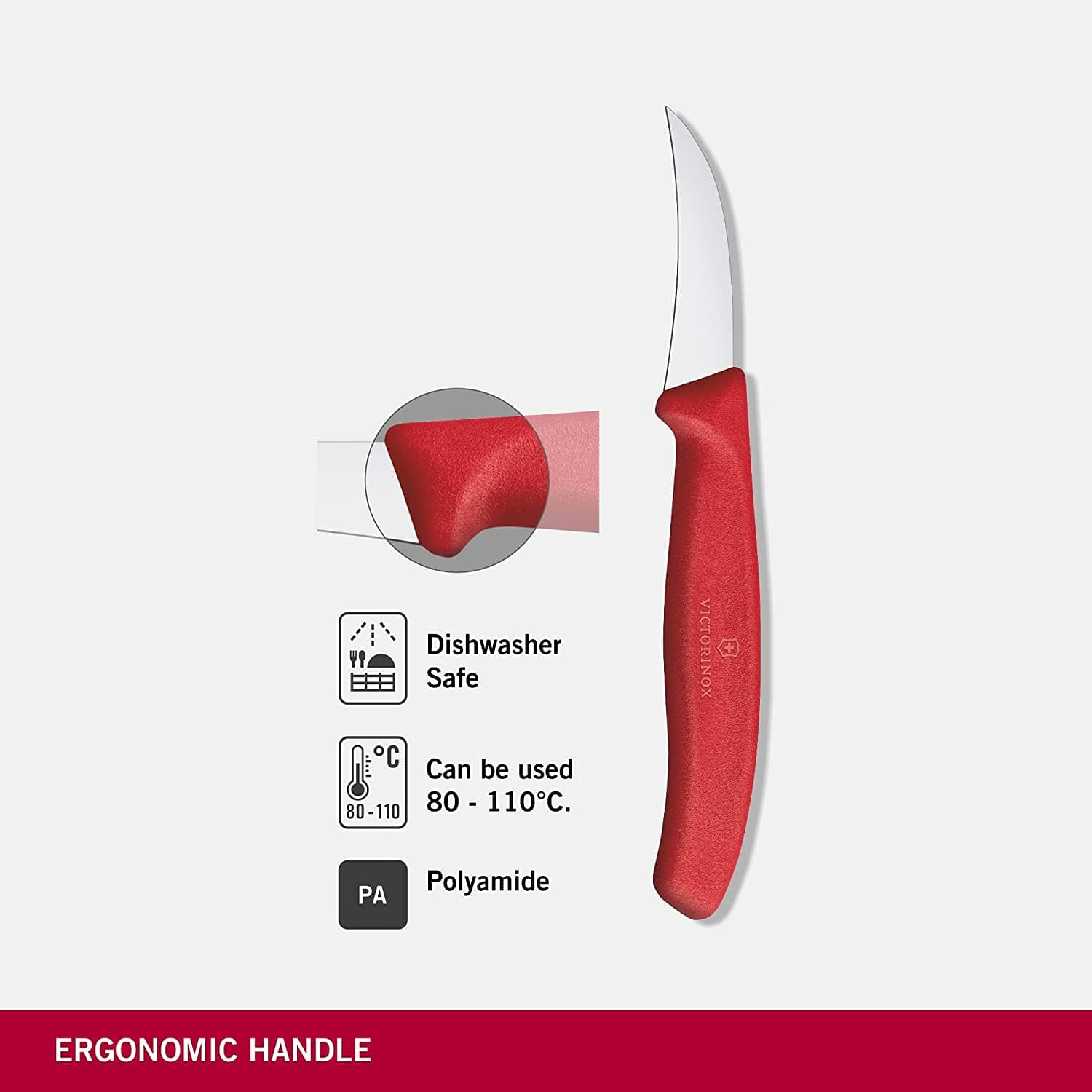 Victorinox Swiss Classic Shaping Knife Red Nylon Handle Blade 8cm - 6.7501