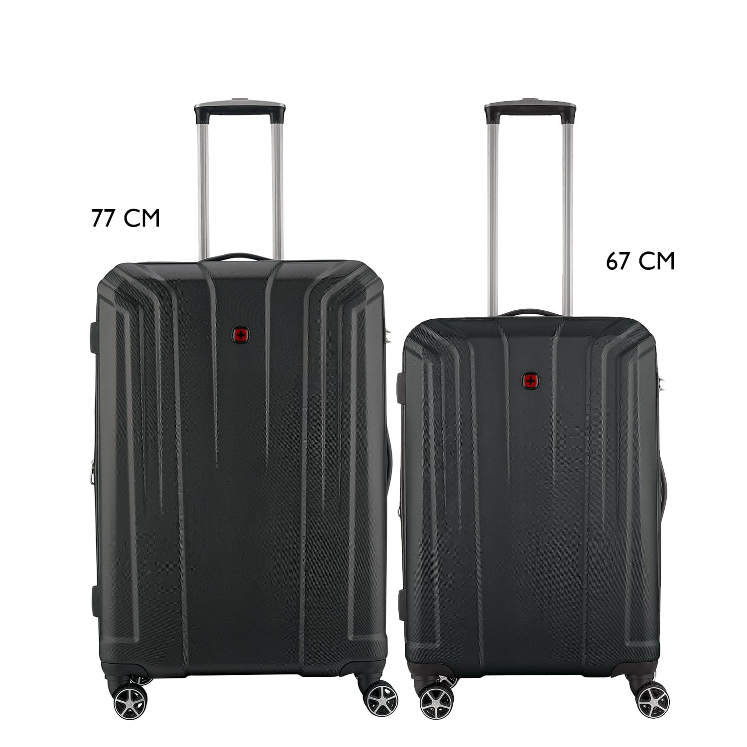 Wenger Destination 2 Piece 67+77cm Hardside Expandable Check-In Luggage Trolley Set Black - 612343-2