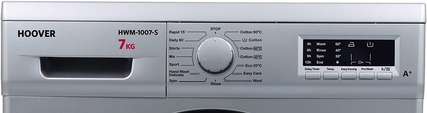 HOOVER 7 KG/1000 RPM FL WASHER SILVER-HWM-1007-S - Jashanmal Home