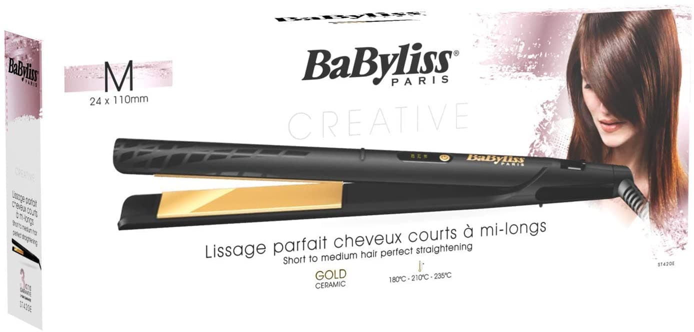BaByliss BABST420SDE Hair Straightener 3 Temperature LED, 24mm - Gold - Jashanmal Home