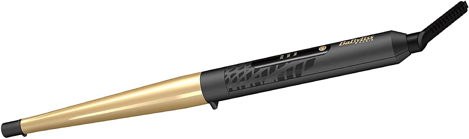 BaByliss BABC435SDE Hair Curling Iron Conic Gold 3 Temperature LED, Gold - Jashanmal Home