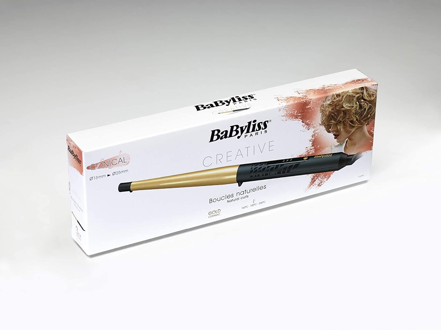 BaByliss BABC435SDE Hair Curling Iron Conic Gold 3 Temperature LED, Gold - Jashanmal Home