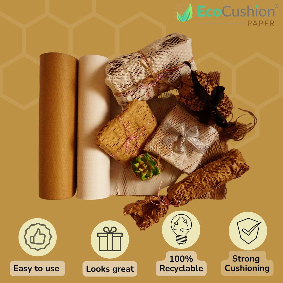 EcoCushion Wrap Paper Roll| 50M x 15" Roll | Expandable upto 75M