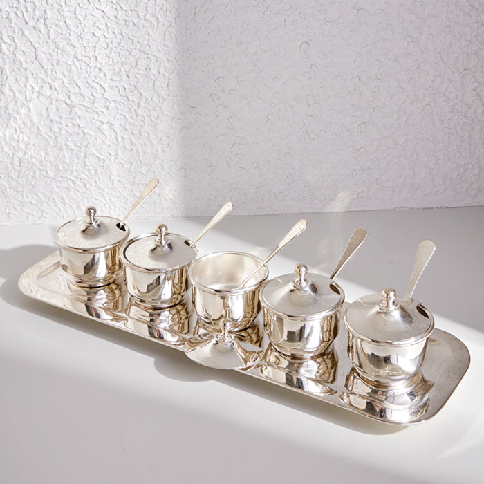 Art Of Living Condiments Tray Set/6 Silver