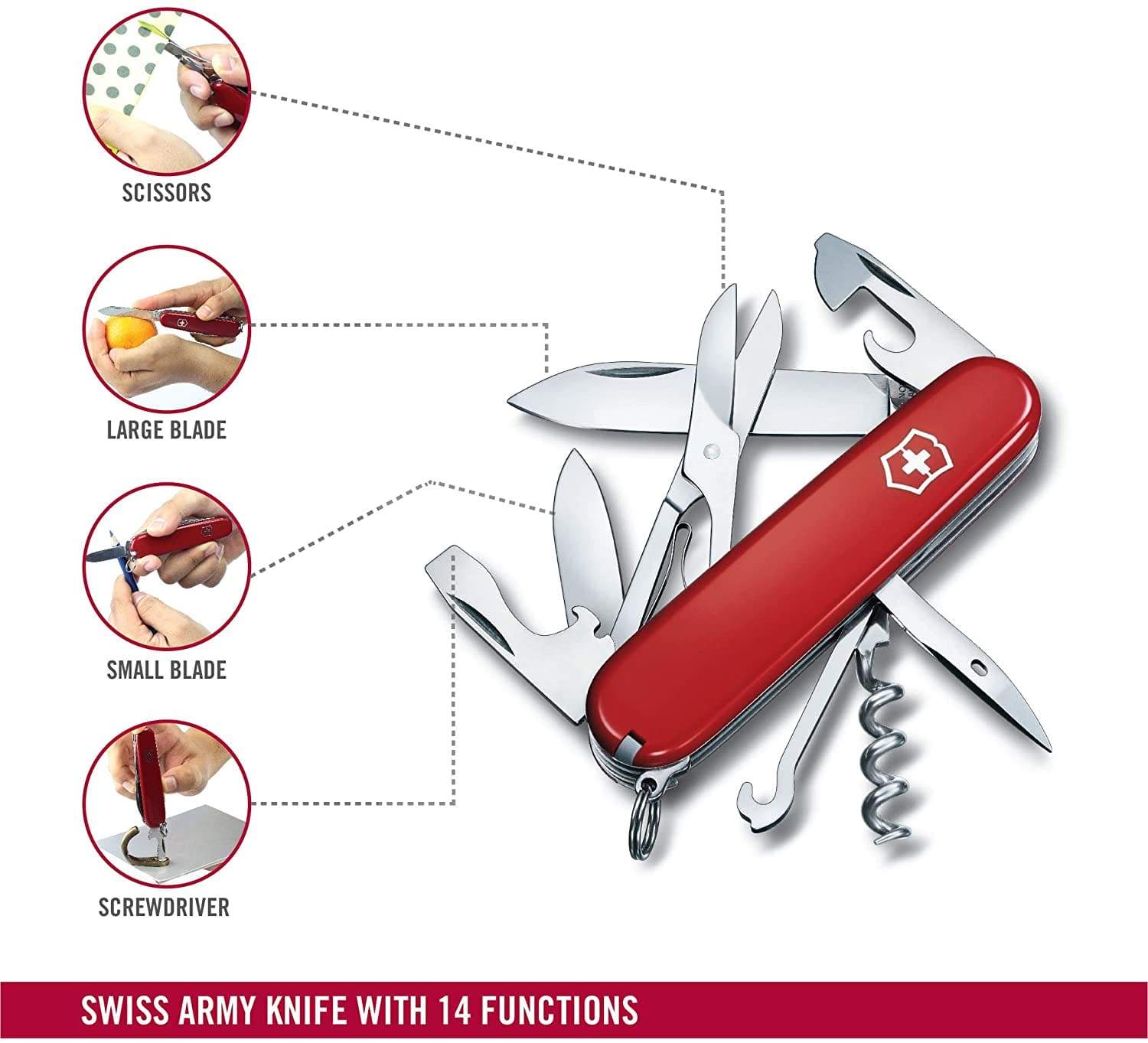 Victorinox Swiss Army Climber 91mm Red With 14 Functions - 1.3703/B1