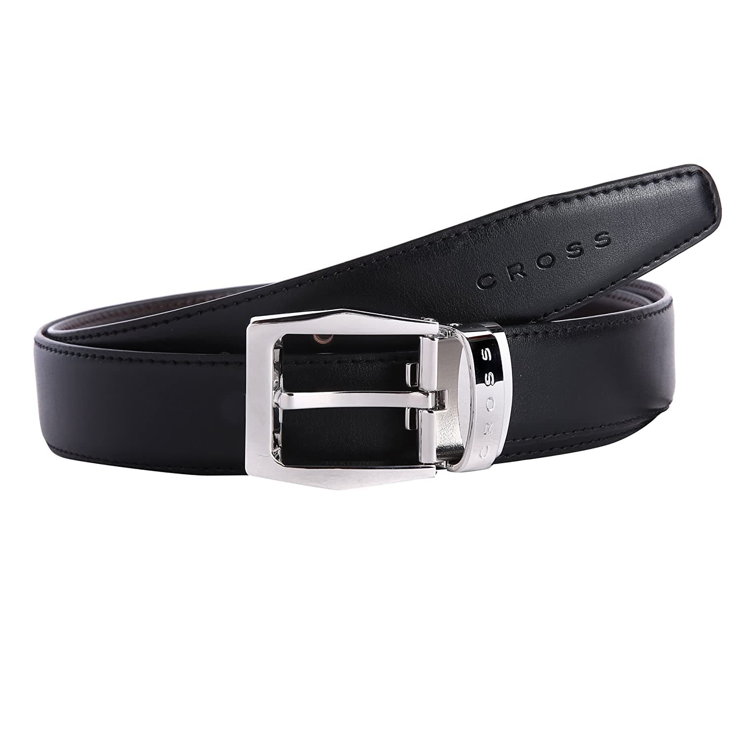 CROSS MEISTER PREMIUM LEATHER BELT WITH 30 MM PRONGED BUCKLE FOR MEN L (92CM) - BLACK AND BROWN - AC1298198-2-L2